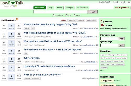 Beta-Testing New LowEndTalk – an OSQA-Powered QA Site Beta-Testing New LowEndTalk – an OSQA-Powered QA Site