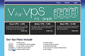 V for VPS – $4.99 384MB OpenVZ VPS V for VPS – $4.99 384MB OpenVZ VPS